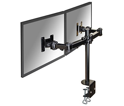 NewStar Full Motion Dual Desk Mount (clamp) for two 10-27" Monitor Screens, Height Adjustable - Black - Desk mount for 2 LCD displays (adjustable arm) - black - screen size: 10"-27"