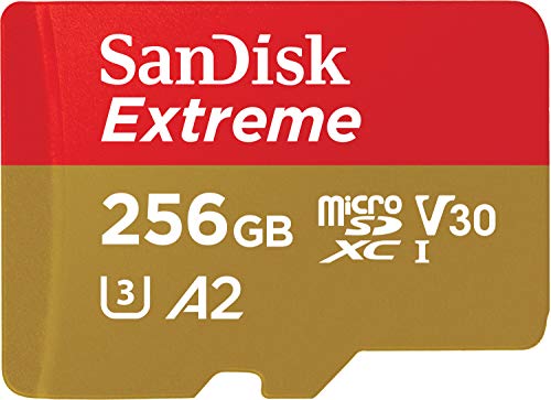 SanDisk Extreme - Flash memory card (microSDXC to SD adapter included) - 256 GB - A2 / Video Class V30 / UHS-I U3 / Class10 - microSDXC UHS-I