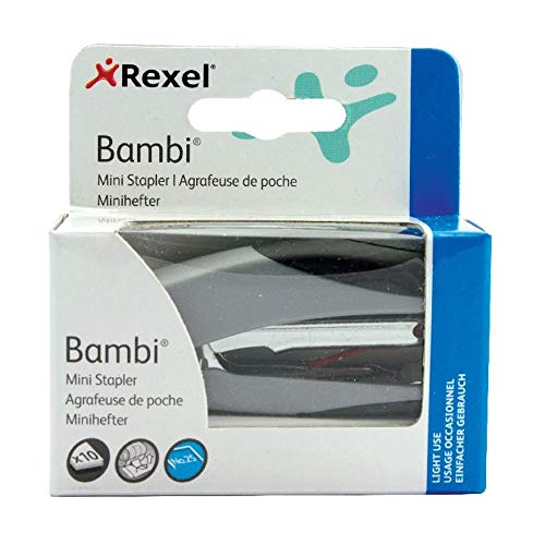 Best Value Rexel Bambi Mini Stapler, 10 Sheet Capacity, Metal Body, Includes Staples, Assorted Colours, 2100154