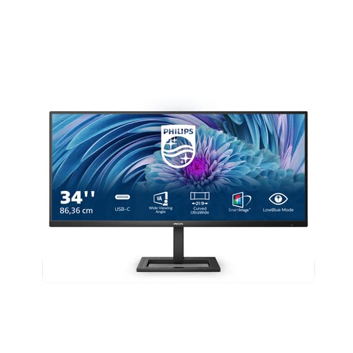 Philips E-line 346E2LAE - LED monitor - 34" - 3440 x 1440 WQHD @ 100 Hz - VA - 300 cd/m² - 4000:1 - 1 ms - HDMI, DisplayPort, USB-C - speakers - black