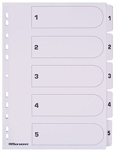 Best Value punched Dividers A4 White 1-5 Numeric White