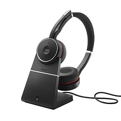 Jabra Evolve 75 UC Stereo Active Noise Cancelling Bluetooth 4.2 Headset Includes Jabra Link 370 USB Adapter and Charging Stand