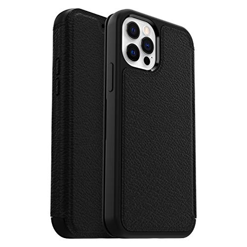 OtterBox Strada Series Folio - Flip cover for mobile phone - leather, polycarbonate, metal latch - shadow black - slim design