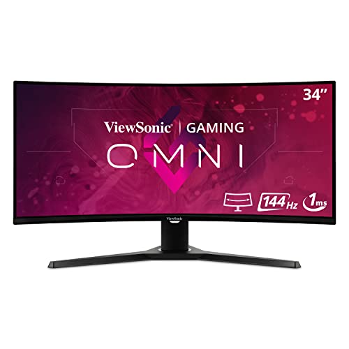 Viewsonic VX3418-2KPC - LED monitor - curved - 34" - 3440 x 1440 WQHD @ 144 Hz - MVA - 300 cd/m? - 4000:1 - 1 ms - 2xHDMI, 2xDisplayPort - speakers