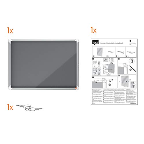 Nobo Premium Plus Grey Felt Lockable Notice Board 9Xa4 Dd