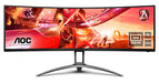 AOC Gaming AG493UCX - AGON Series - LED monitor - curved - 49" - 5120 x 1440 Dual Quad HD @ 120 Hz - VA - 550 cd/m - 3000:1 - DisplayHDR 400 - 1 ms - 2xHDMI, 2xDisplayPort, USB-C - speakers - black, silver