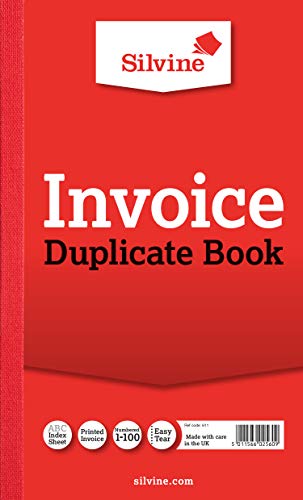 Best Value Silvine Duplicate Invoice Book - Numbered 1-100 with index sheet (210 x 127mm) [Pack of 6]