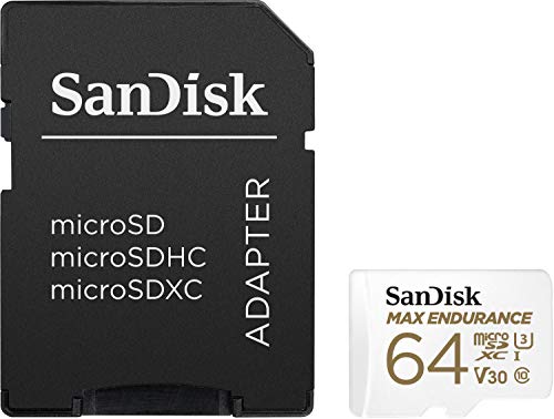 SanDisk Max Endurance - Flash memory card (microSDXC to SD adapter included) - 64 GB - Video Class V30 / UHS-I U3 / Class10 - microSDXC UHS-I