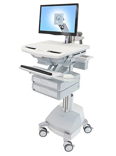 Ergotron StyleView - Cart for LCD display / keyboard / mouse / CPU / notebook / barcode scanner (open architecture) - medical - aluminium, zinc-plated steel, high-grade plastic - grey, white, polished aluminium - screen size: up to 24" - output: AC 230 V - 66 Ah - Lead Acid