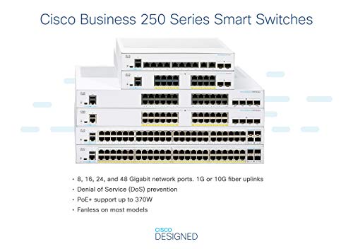 Cisco Business 250 Series 250-8PP-E-2G - Switch - L3 - smart - 8 x 10/100/1000 (PoE+) + 2 x combo Gigabit Ethernet/Gigabit SFP - rack-mountable - PoE+ (45 W)