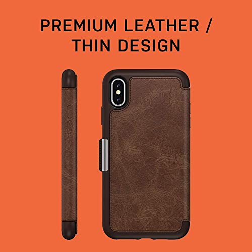 OtterBox Strada Series - Flip cover for mobile phone - leather, polycarbonate - shadow - for Apple iPhone X, XS