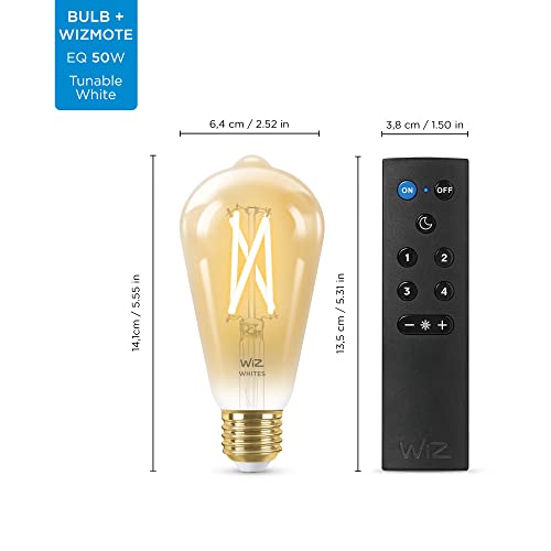 WiZ Whites - LED filament light bulb - shape: ST64 - E27 - 6.7 W (equivalent 50 W) - warm to cool white light - 2000-5000 K - amber (pack of 2)