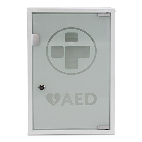 Best Value Reliance Medical White Alarmed AED Metal Wall Cabinet with Glass Door