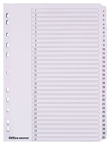 Best Value punched Dividers A4 1-31 Numeric White