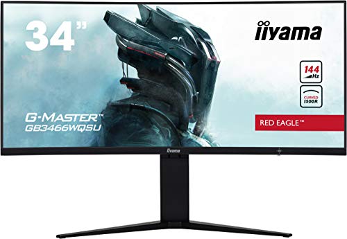 iiyama G-MASTER Red Eagle - LED monitor - curved - 34" (34" viewable) - 3440 x 1440 UWQHD @ 144 Hz - VA - 400 cd/m - 3000:1 - DisplayHDR 400 - 1 ms - 2xHDMI, 2xDisplayPort - speakers - matte black