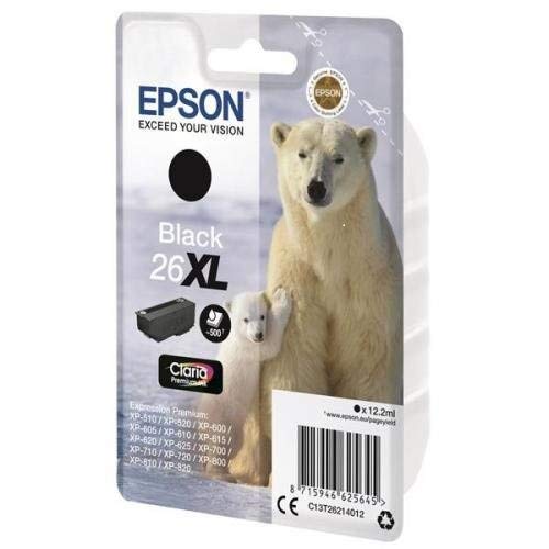 Epson 26XL - 12.2 ml - XL - black - original - blister - ink cartridge - for Expression Premium XP-510, 520, 600, 605, 610, 615, 620, 625, 700, 710, 720, 800, 810, 820