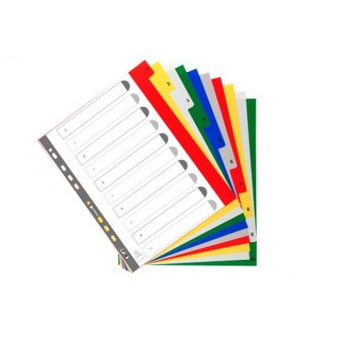 Best Value Exacompta PP Printed Indices, A4 Maxi, 10 Parts (1-10) - White with coloured tabs