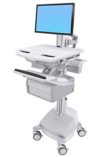 Ergotron StyleView Cart with LCD Pivot, SLA Powered, 2 Tall Drawers - Cart - for LCD display / PC equipment (open architecture) - lockable - aluminium, zinc-plated steel, high-grade plastic - screen size: up to 24" - 66 Ah - Lead Acid