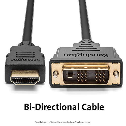 Kensington HDMI (M) to DVI-D (M) Passive Cable, 6ft - Video cable - DVI-D male to HDMI male - 1.83 m - double shielded - black - passive, thumbscrews