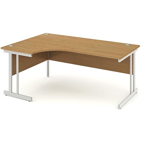 Impulse 1800mm Left Crescent Desk Oak Top Silver Cantilever Leg I000824