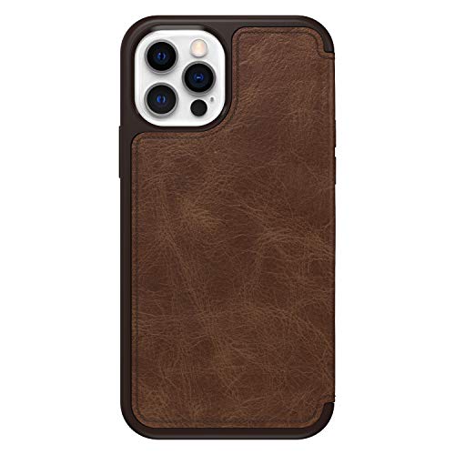 OtterBox Strada Series Folio - Flip cover for mobile phone - leather, polycarbonate, metal latch - espresso brown - slim design - for Apple iPhone 12, 12 Pro