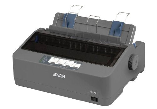 Epson LQ-350 Dot Matrix Printer , 24 pins, 80 column, original + 3 copies, 300 cps HSD (10 cpi), Epson ESC/P2 - IBM 2390+ emulation, 14 fonts, 8 Barcode fonts, 3 paper paths, single and continous sheet, paper park, USB Parallel and Serial I/F