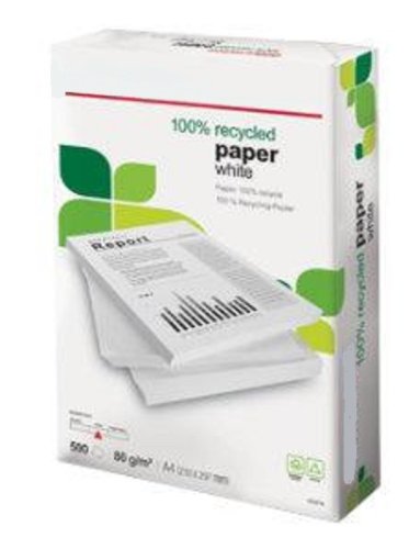 A4 100% Recycled Printer Paper White 80gsm - 1 box containing 5 Reams of 500 sheets