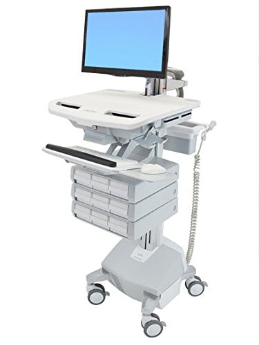 Ergotron StyleView - Cart for LCD display / keyboard / mouse / CPU / notebook / barcode scanner (open architecture) - medical - aluminium, zinc-plated steel, high-grade plastic - grey, white, polished aluminium - screen size: up to 24" - output: AC 230 V - 40 Ah - lithium