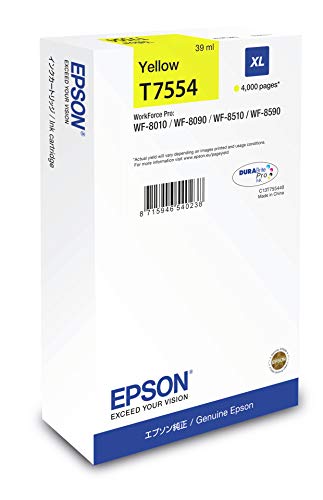 Epson T7554 - 39 ml - XL size - yellow - original - ink cartridge - for WorkForce Pro WF-8010, WF-8090, WF-8090 D3TWC, WF-8510, WF-8590, WF-8590 D3TWFC