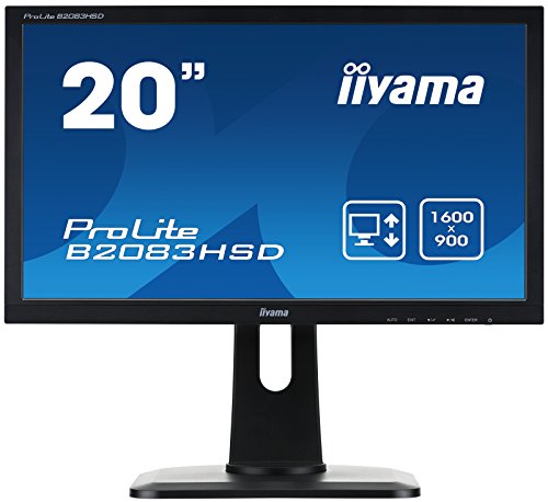 Iiyama Prolite B2083HSD-B1 19.5" Wide LED LCD Black, Height Adjustable, TN, 5ms, 1 x VGA, 1 x DVI-D, Pivot, Swivel, Tilt, Speakers