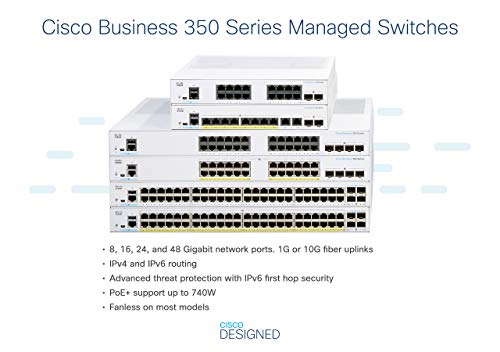 Cisco Business 350 Series 350-24FP-4X - Switch - L3 - Managed - 24 x 10/100/1000 (PoE+) + 4 x 10 Gigabit SFP+ - rack-mountable - PoE+ (370 W)