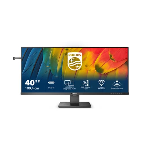 Philips - 5000 Series - LED monitor - USB - 40" (39.53" viewable) - 3440 x 1440 WQHD @ 120 Hz - IPS - 500 cd/m² - 1200:1 - DisplayHDR 400 - 4 ms - HDMI, DisplayPort, USB-C - speakers - black