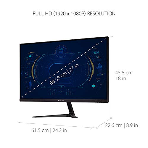 Viewsonic VX2718-P-MHD - LED monitor - 27" (27" viewable) - 1920 x 1080 Full HD (1080p) @ 165 Hz - VA - 250 cd/m? - 4000:1 - 1 ms - 2xHDMI, DisplayPort - speakers