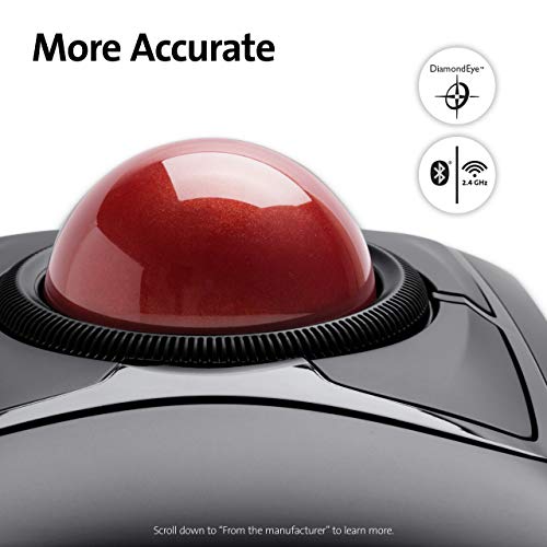 Kensington Expert Mouse Wireless Trackball - Trackball - right and left-handed - optical - 4 buttons - wireless - 2.4 GHz, Bluetooth 5.0 LE - Bluetooth USB adapter - black