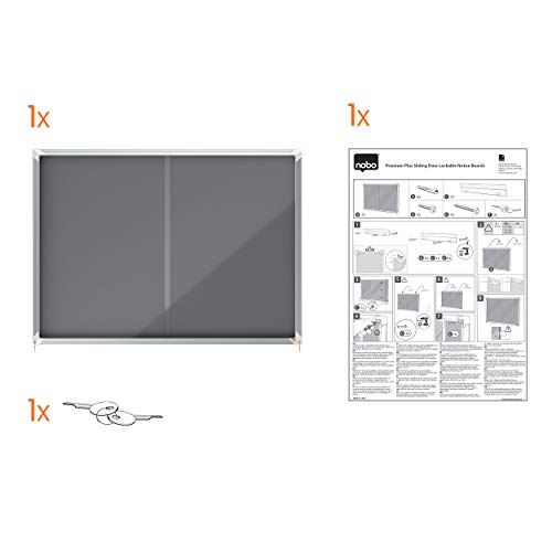 Nobo Premium Plus Grey Felt Lockable Notice Board 27Xa4 Dd