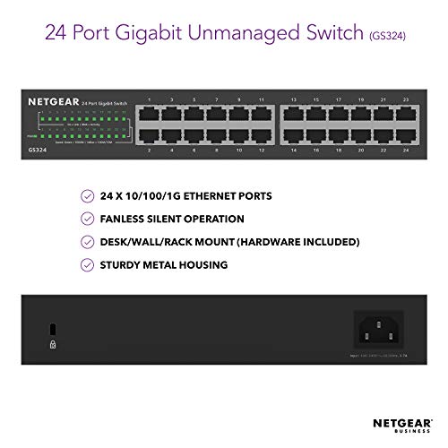 NETGEAR GS324v2 - Switch - unmanaged - 24 x 10/100/1000 - desktop, rack-mountable, wall-mountable