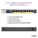 NETGEAR GS108PP - Switch - 8 x 10/100/1000 (PoE+) - desktop, rack-mountable, wall-mountable - PoE+ (123 W) - DC power