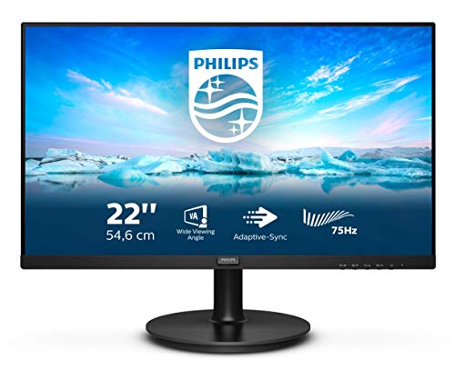 Philips V-line 222V8LA - LED monitor - 22" (21.5" viewable) - 1920 x 1080 Full HD (1080p) @ 75 Hz - VA - 250 cd/m? - 3000:1 - 4 ms - HDMI, VGA, DisplayPort - speakers - textured black