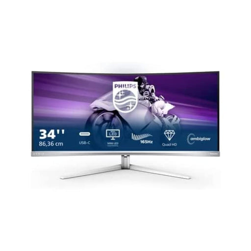 Philips Evnia 34M2C7600MV - Evnia 7000 Series - LED monitor - gaming - curved - 34" - 3440 x 1400 WQHD @ 165 Hz - VA - 1400 cd/m² - 3000:1 - DisplayHDR 1400 - 2.5 ms - 2xHDMI, DisplayPort, USB-C - speakers - white