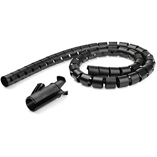 StarTech.com 1.5m (4.9ft) Cable Management Sleeve - Spiral - 1" (25mm) Diameter - W/Cable Loading Tool - Black (CMSCOILED)