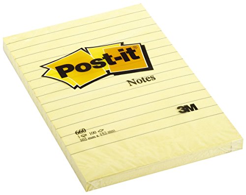 Best Value Post-it FT510010620 Notes - Note Pads - Lined - Canary Yellow - 1 Pack Of 6 Pads - 100 Sheets Per Pads - 152 mm x 102 mm