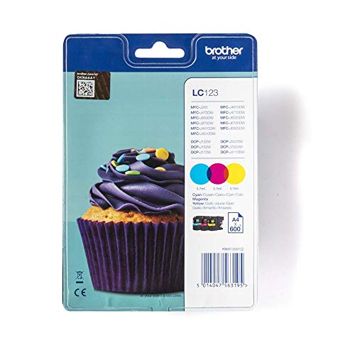 Brother LC123 RainbowPack - 3-pack - High Yield - yellow, cyan, magenta - original - blister with accoustic / electromagnetic alarm - ink cartridge - for Brother DCP-J132, J152, J172, J552, J752, MFC-J245, J470, J650, J6520, J6720, J6920, J870