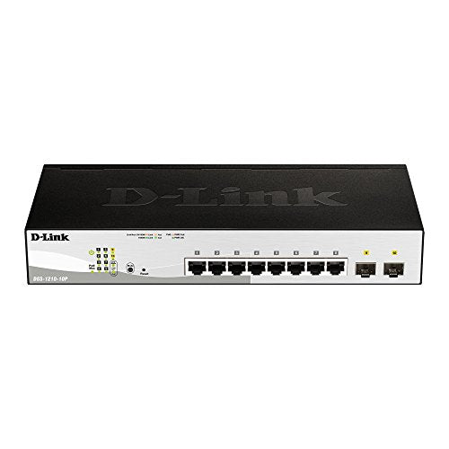 D-Link 10-port 10/100/1000 Gigabit PoE Smart Switch including 2 Combo 1000BaseT/SFP