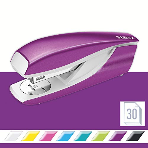 Best Value Leitz Stapler, 30 Sheet Capacity, Ergonomic Metal Body, Includes Staples, WOW Range, 55021062 - Purple