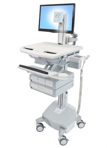 Ergotron StyleView - Cart for LCD display / keyboard / mouse / CPU / notebook / barcode scanner - medical - aluminium, zinc-plated steel, high-grade plastic - grey, white, polished aluminium - screen size: up to 24" - output: AC 230 V - 40 Ah - lithium