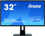 iiyama ProLite XB3288UHSU-B1 - LED monitor - 32" (31.5" viewable) - 3840 x 2160 4K @ 60 Hz - VA - 300 cd/m - 3000:1 - 3 ms - 2xHDMI, DisplayPort - speakers - matte black