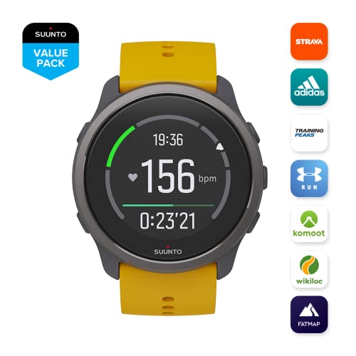 Suunto 5 Peak - 43 mm - grey - sport watch with strap - silicone - yellow - wrist size: 120-200 mm - display 1.1" - Bluetooth - 39 g - ochre