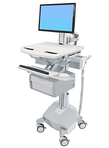 Ergotron StyleView Cart with LCD Pivot, LiFe Powered, 1 Tall Drawer - Cart - for LCD display / PC equipment (open architecture) - lockable - aluminium, zinc-plated steel, high-grade plastic - screen size: up to 22" - 40 Ah - lithium