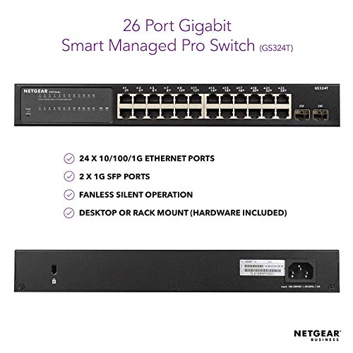 NETGEAR Smart GS324T - Switch - smart - 24 x 10/100/1000 + 2 x SFP - desktop, rack-mountable