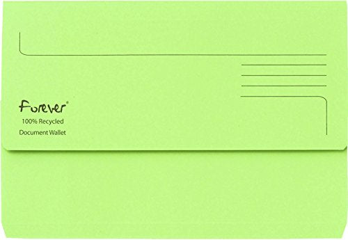 Best Value Exacompta Forever Document Wallets, 290 gsm, Foolscap - Green, Pack of 25